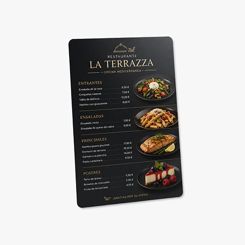 Cartas de restaurante en PVC en Madrid